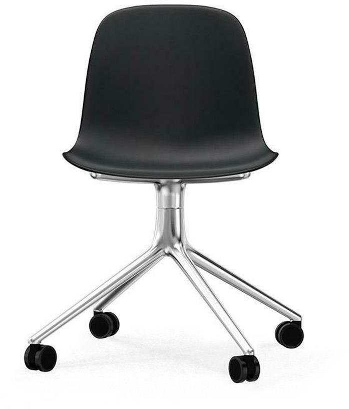 Chaise de bureau à roulettes en polypropylène noire Swivel 4W noir - Normann Copenhagen - The Cool Republic