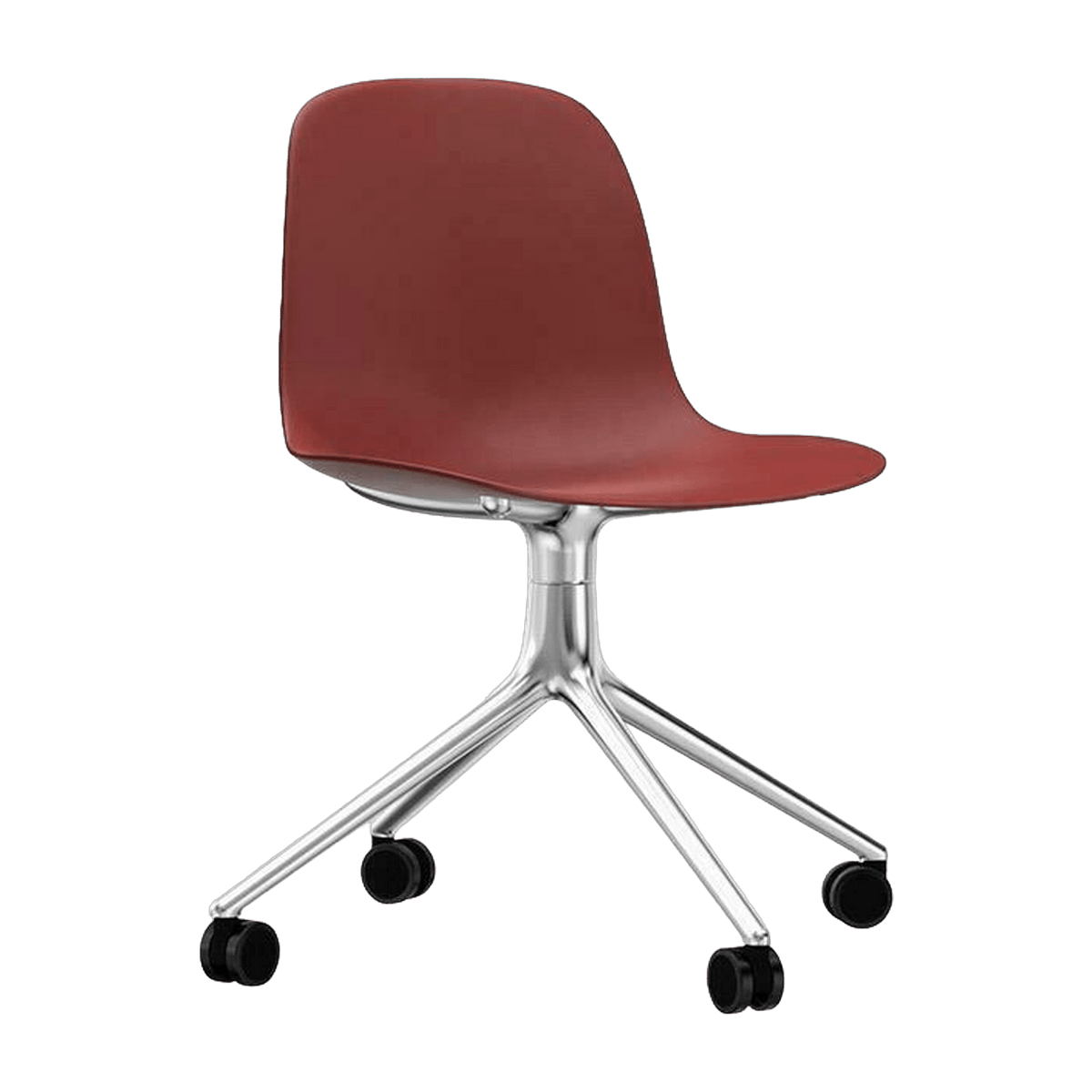 Chaise de bureau à roulettes en polypropylène rouge Swivel 4W rouge - Normann Copenhagen - The Cool Republic