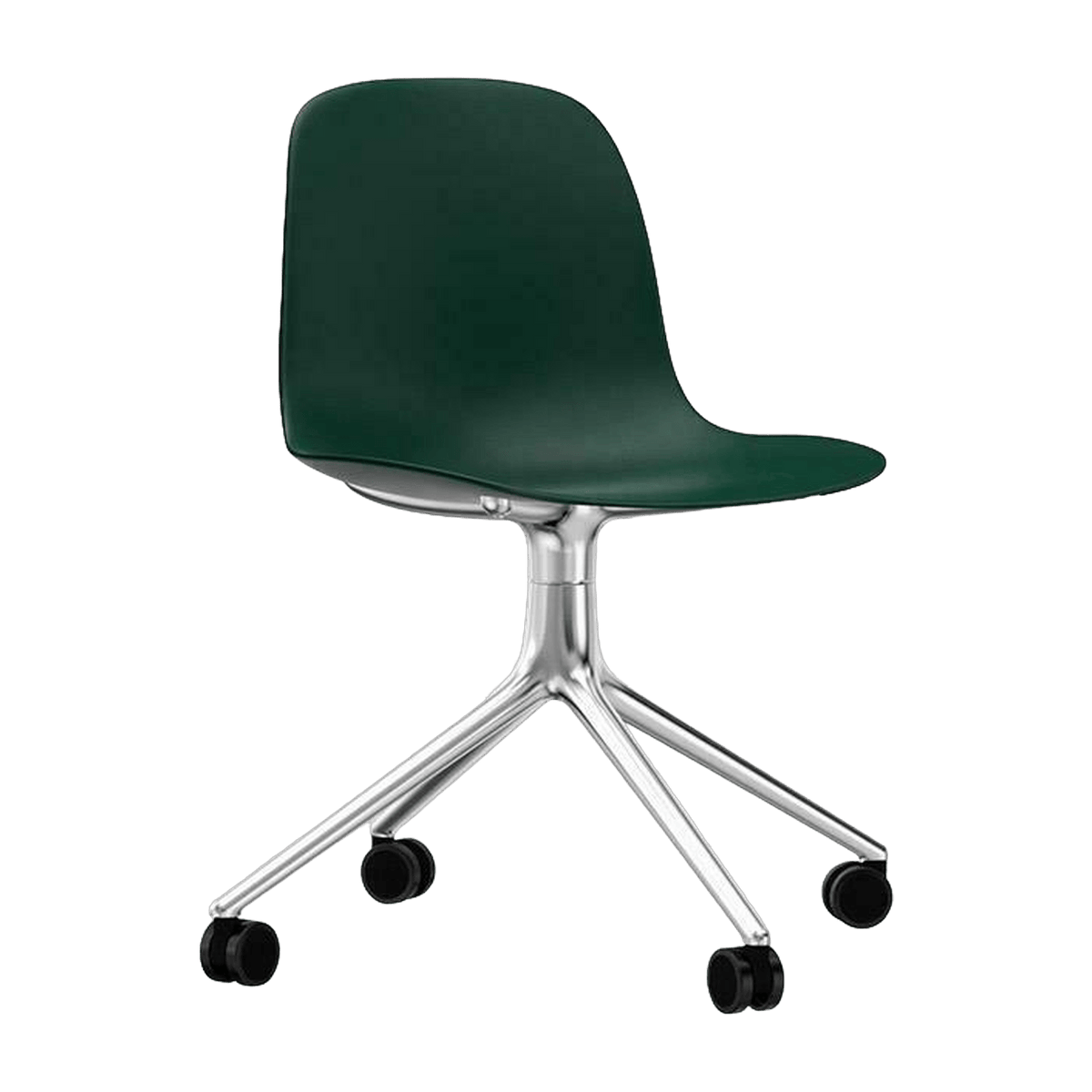 Chaise de bureau à roulettes en polypropylène verte Swivel 4W vert - Normann Copenhagen - The Cool Republic