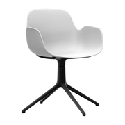 Chaise de bureau avec accoudoirs en polypropylene blanche et noire Swivel 4L blanc - Normann Copenhagen - The Cool Republic