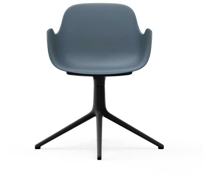 Chaise de bureau avec accoudoirs en polypropylene bleue et base noire Swivel 4L bleu - Normann Copenhagen - The Cool Republic