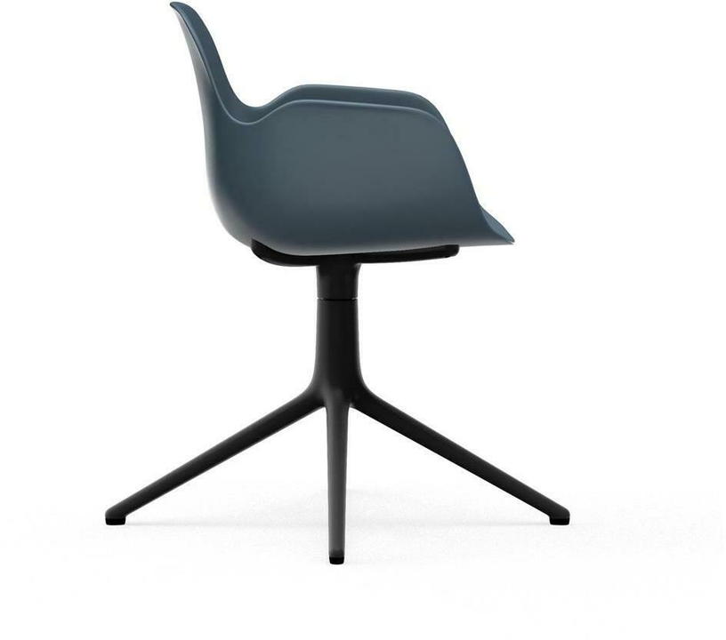 Chaise de bureau avec accoudoirs en polypropylene bleue et base noire Swivel 4L bleu - Normann Copenhagen - The Cool Republic