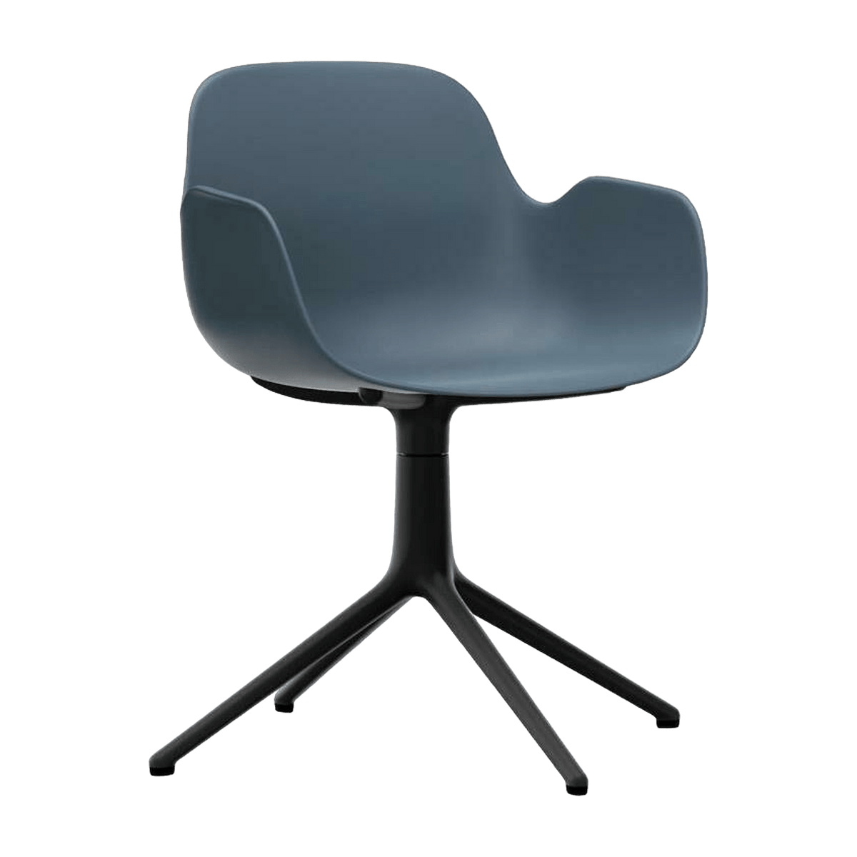 Chaise de bureau avec accoudoirs en polypropylene bleue et base noire Swivel 4L bleu - Normann Copenhagen - The Cool Republic