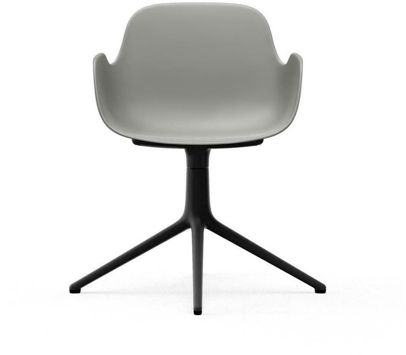 Chaise de bureau avec accoudoirs en polypropylene grise et base noire Swivel 4L Grey - Normann Copenhagen - The Cool Republic