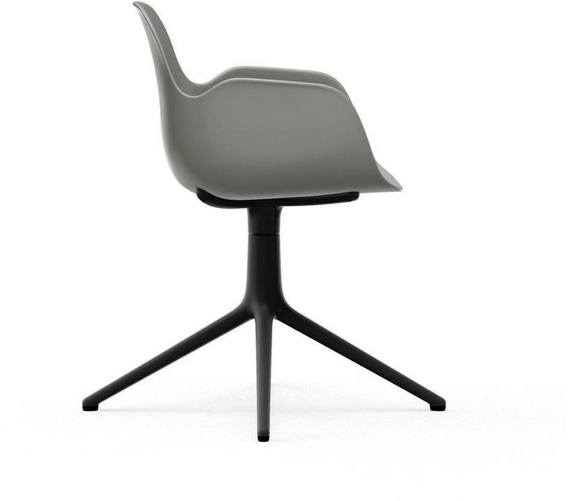 Chaise de bureau avec accoudoirs en polypropylene grise et base noire Swivel 4L Grey - Normann Copenhagen - The Cool Republic