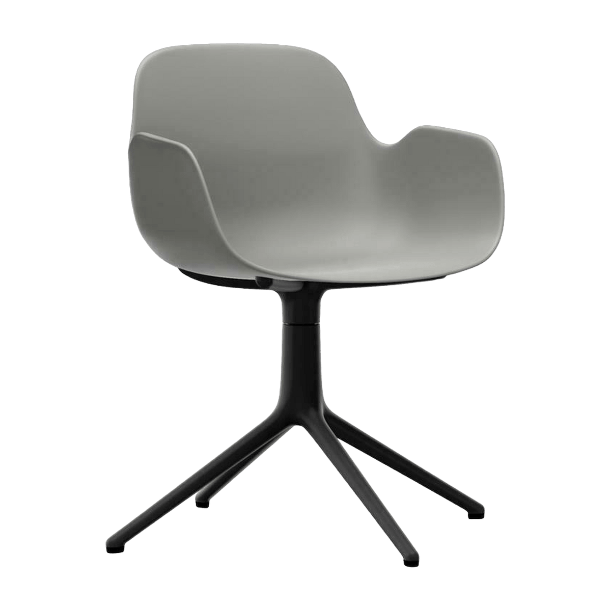 Chaise de bureau avec accoudoirs en polypropylene grise et base noire Swivel 4L Grey - Normann Copenhagen - The Cool Republic