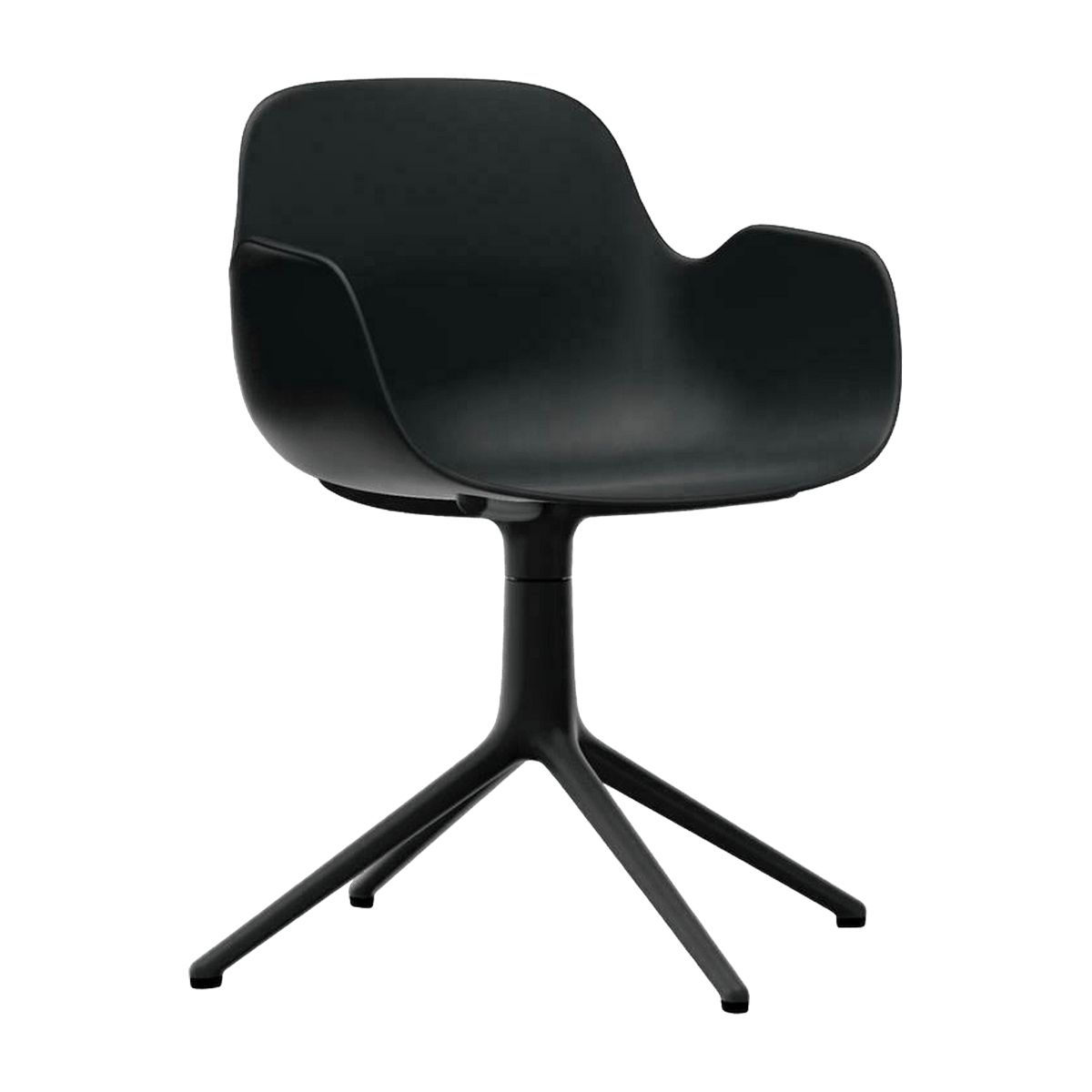 Chaise de bureau avec accoudoirs en polypropylene noire et base noire Swivel 4L noir - Normann Copenhagen - The Cool Republic