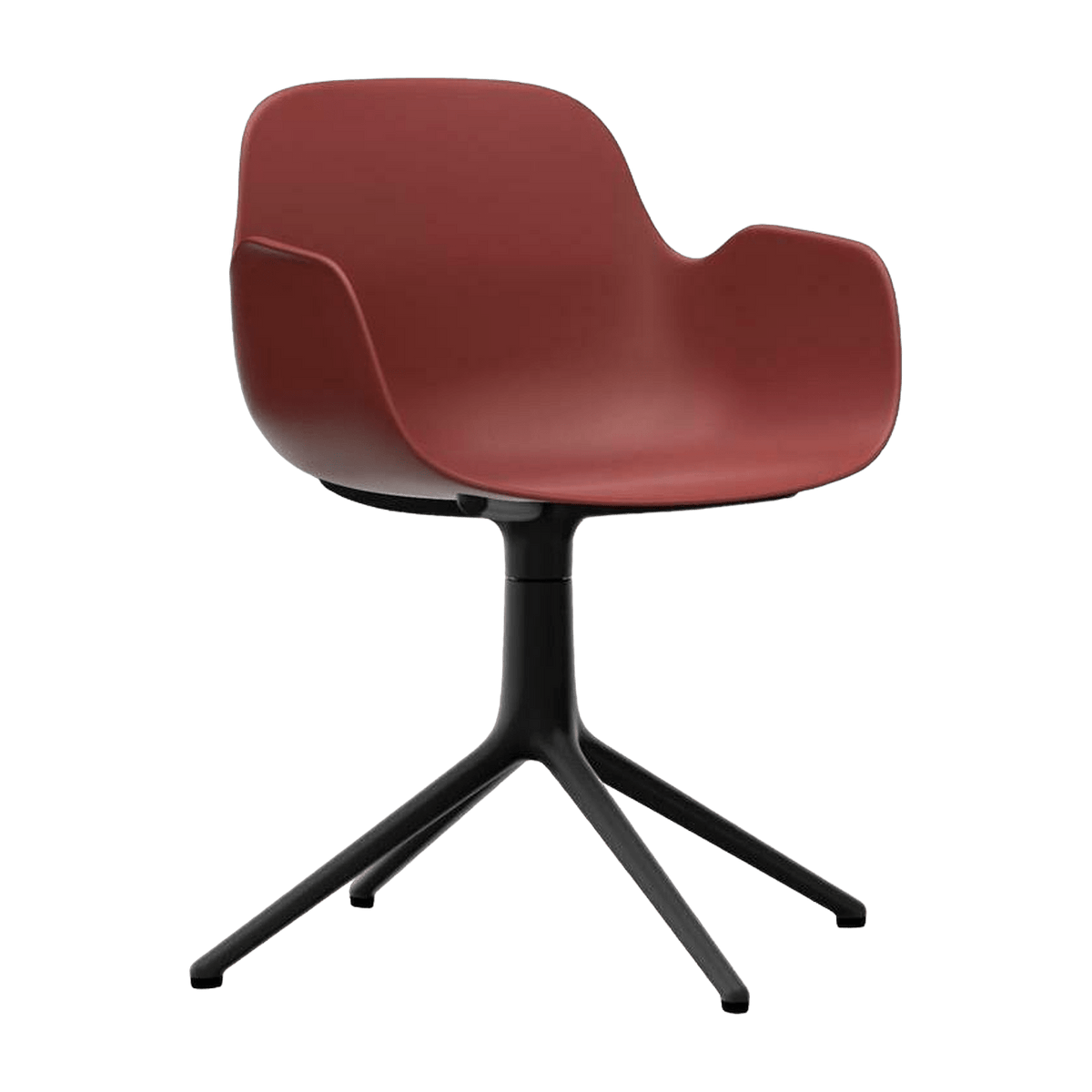 Chaise de bureau avec accoudoirs en polypropylene rouge et base noire Swivel 4L rouge - Normann Copenhagen - The Cool Republic