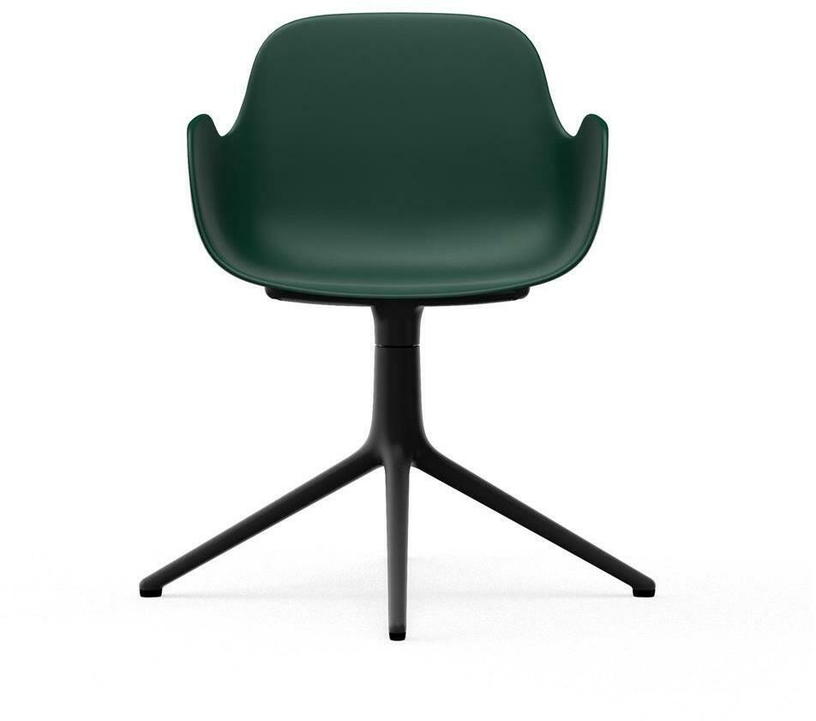 Chaise de bureau avec accoudoirs en polypropylene verte et base noire Swivel 4L vert - Normann Copenhagen - The Cool Republic