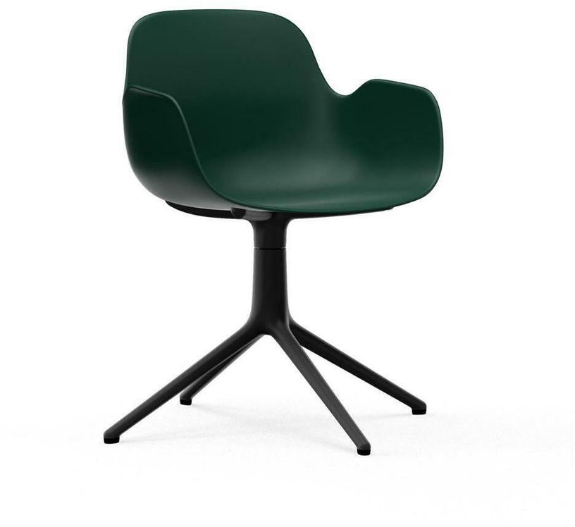 Chaise de bureau avec accoudoirs en polypropylene verte et base noire Swivel 4L vert - Normann Copenhagen - The Cool Republic