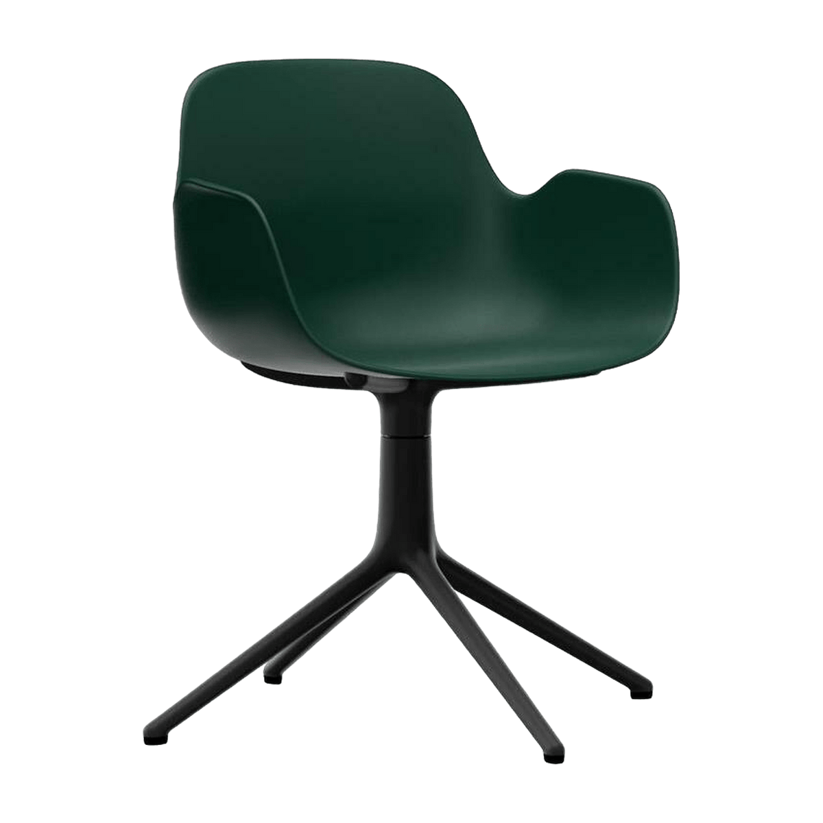 Chaise de bureau avec accoudoirs en polypropylene verte et base noire Swivel 4L vert - Normann Copenhagen - The Cool Republic