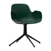 Chaise de bureau avec accoudoirs en polypropylene verte et base noire Swivel 4L vert - Normann Copenhagen - The Cool Republic
