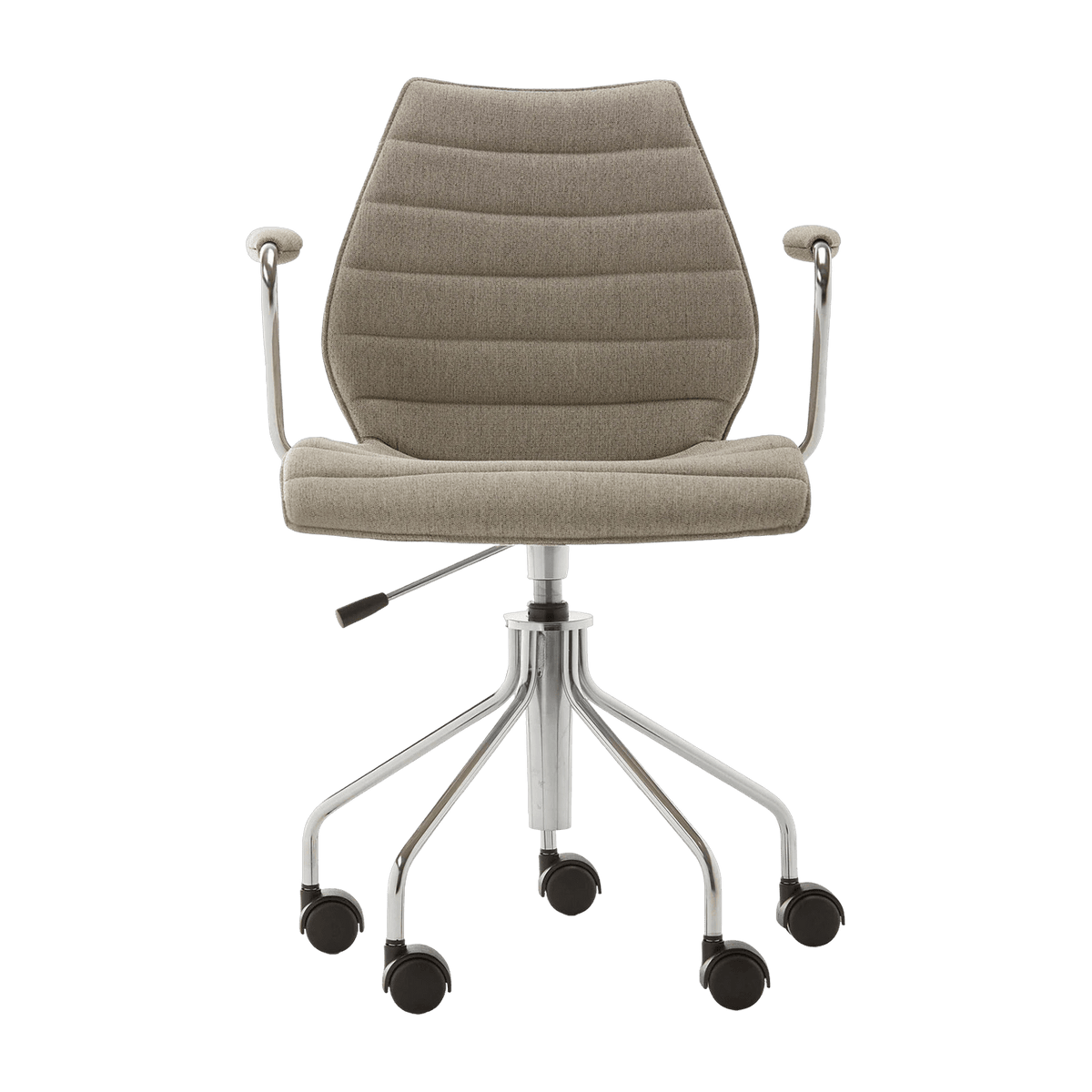 Chaise de bureau avec accoudoirs pivotante à roulettes beige Maui - Kartell - The Cool Republic