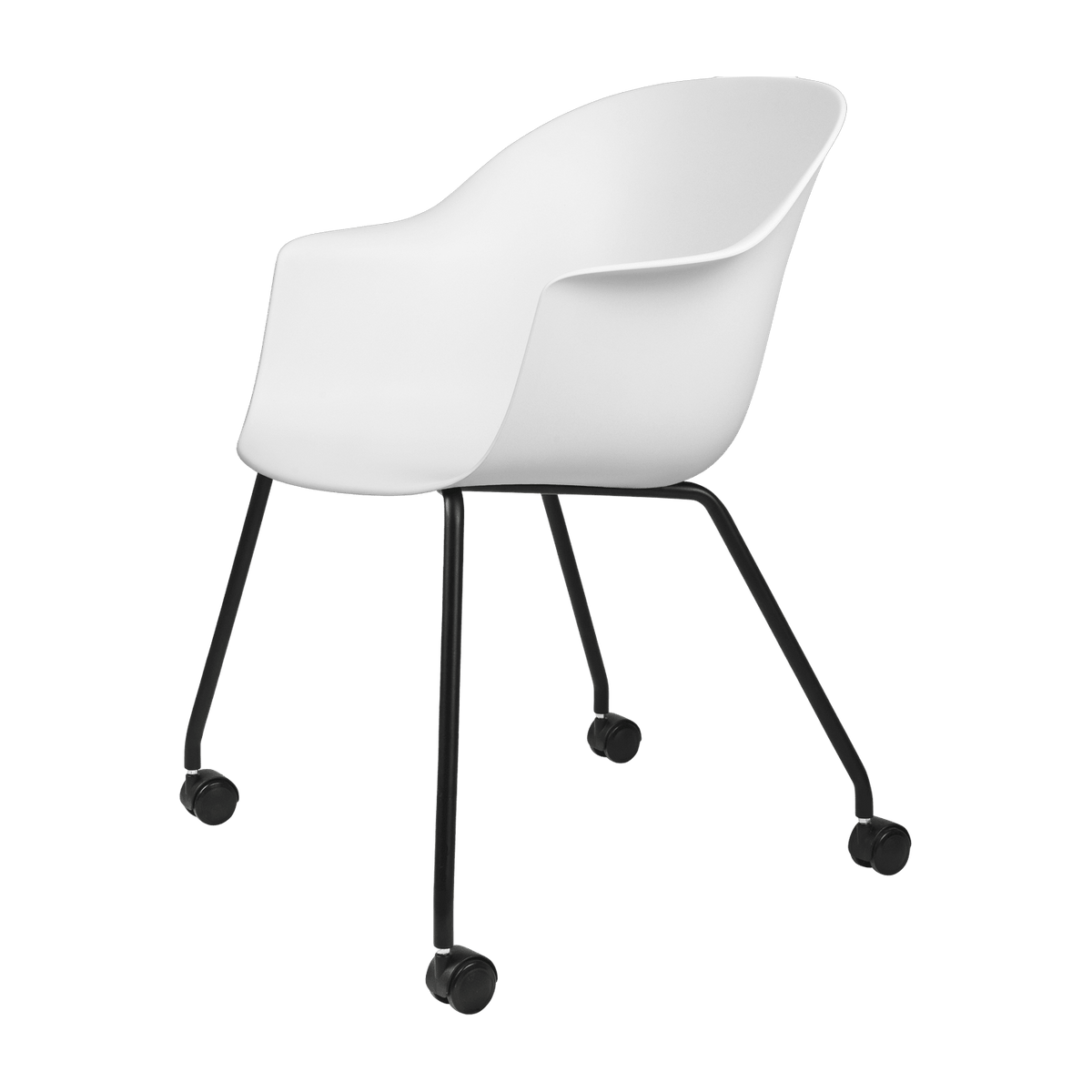 bureau white 4 legged chair with casters Bat - Gubi - The Cool Republic