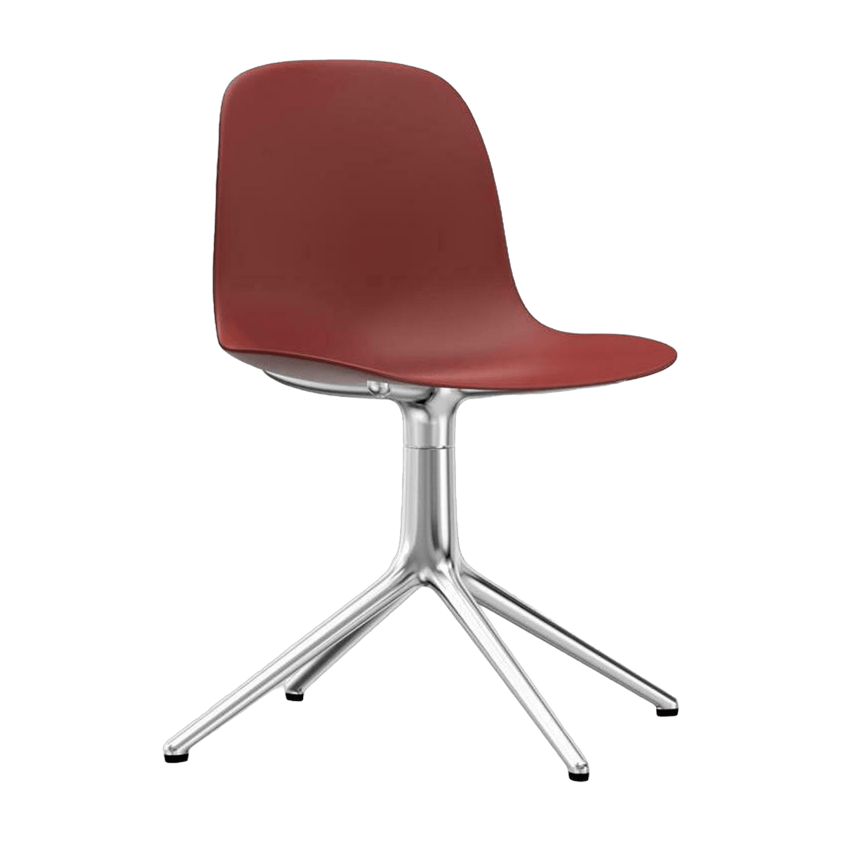 Chaise de bureau en polypropylène rouge et pieds aluminium Swivel 4L - Normann Copenhagen - The Cool Republic