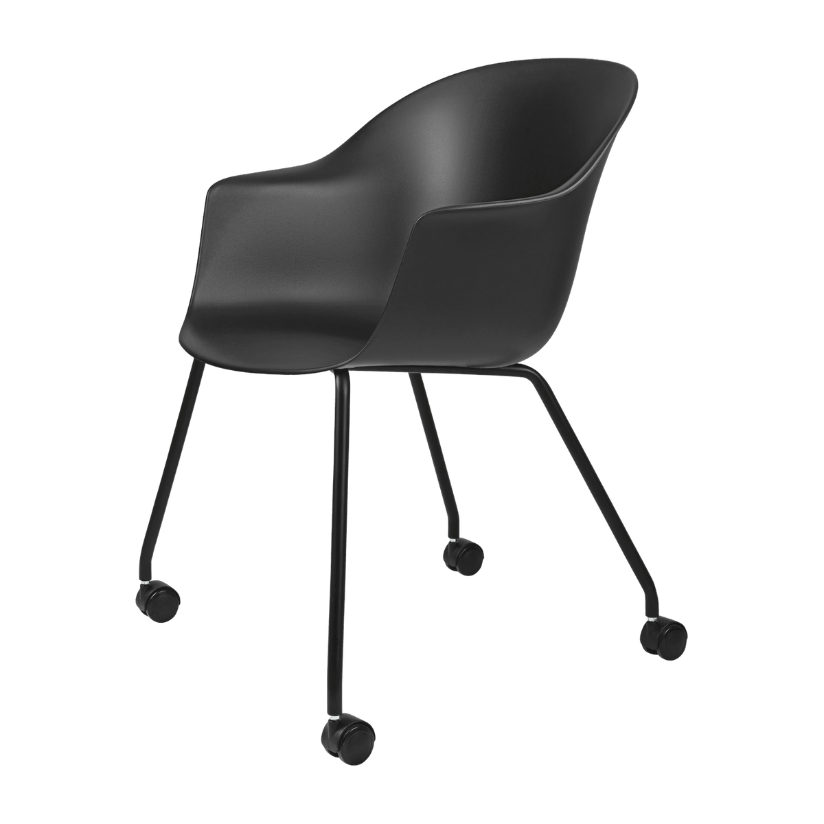 Chaise de bureau noire 4 pieds à roulettes Bat - Gubi - The Cool Republic