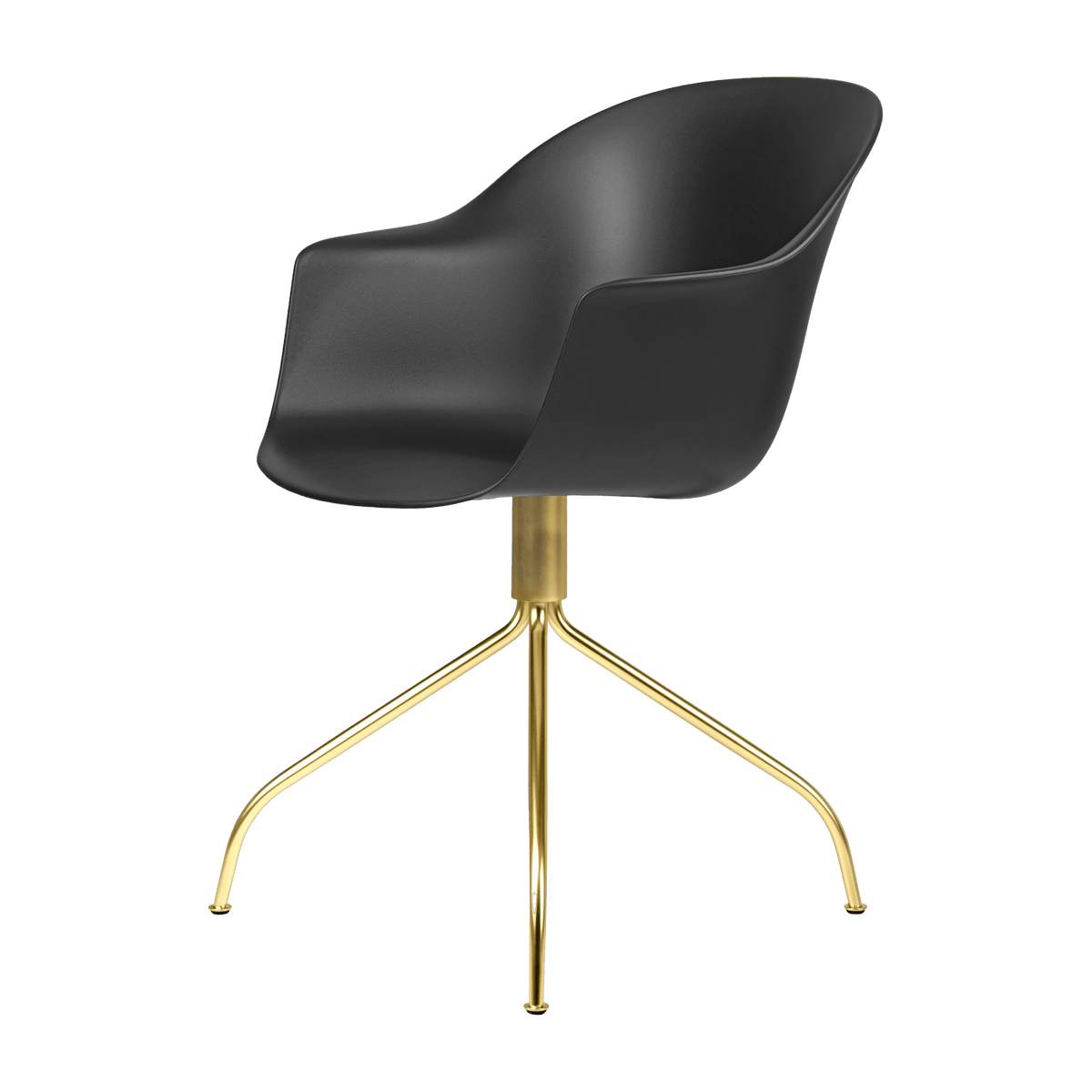 Chaise de bureau noire et laiton pivotante Bat - Gubi - The Cool Republic