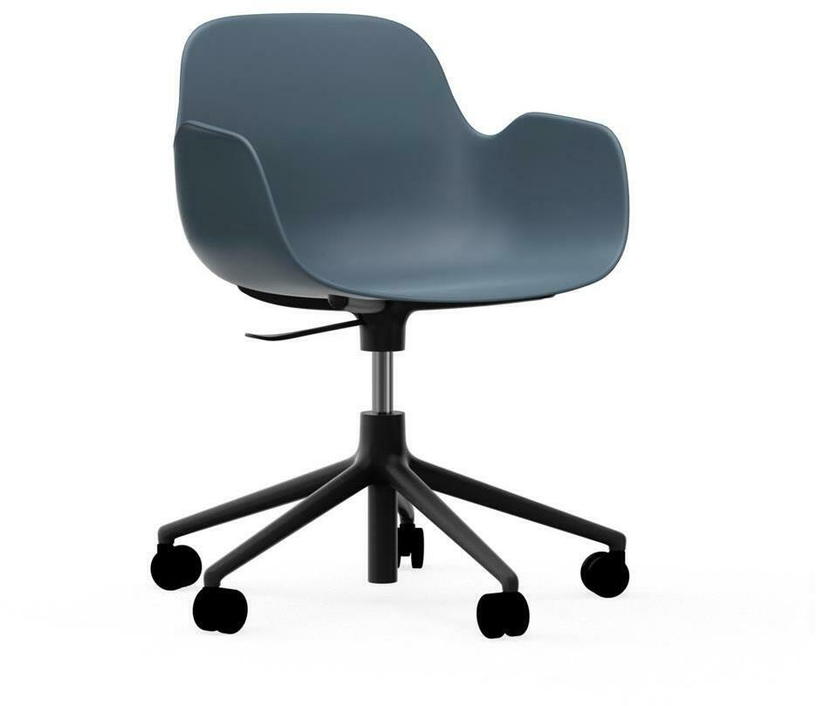 Chaise de bureau réglable à roulettes avec accoudoirs en pp bleue Swivel 5W bleu - Normann Copenhagen - The Cool Republic