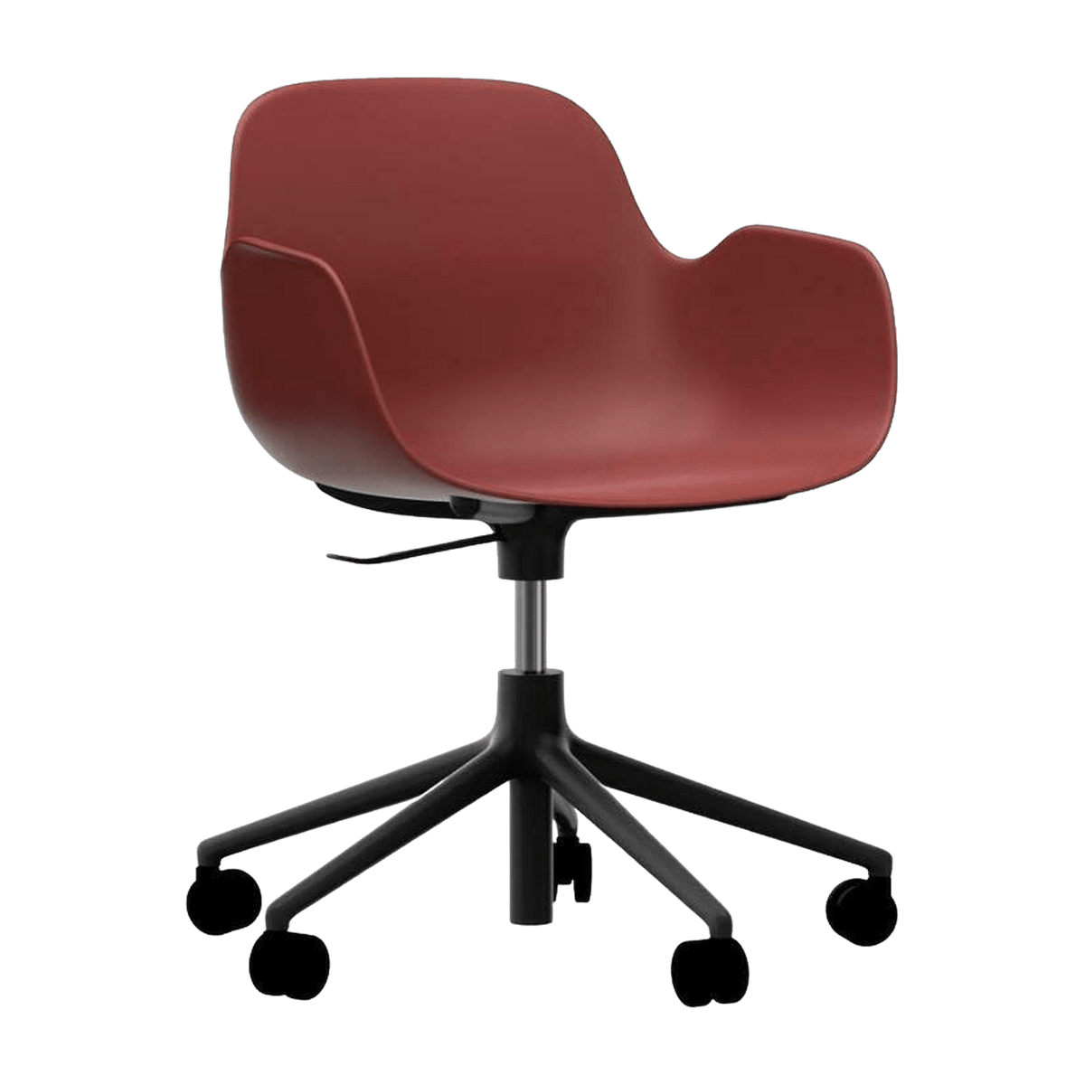 Chaise de bureau réglable à roulettes avec accoudoirs en pp rouge Swivel 5W rouge - Normann Copenhagen - The Cool Republic