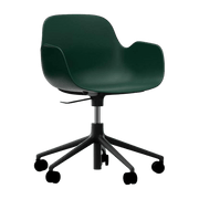 Chaise de bureau réglable à roulettes avec accoudoirs en pp verte Swivel 5W vert - Normann Copenhagen - The Cool Republic