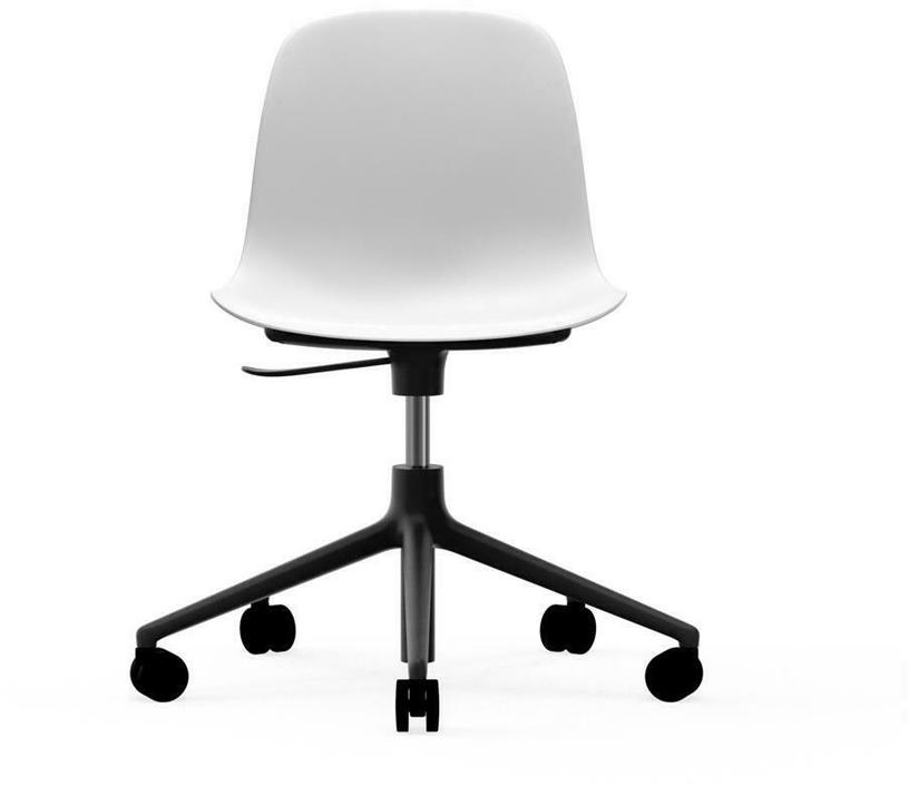 Chaise de bureau réglable à roulettes en pp blanche et base noire Swivel 5W blanc - Normann Copenhagen - The Cool Republic
