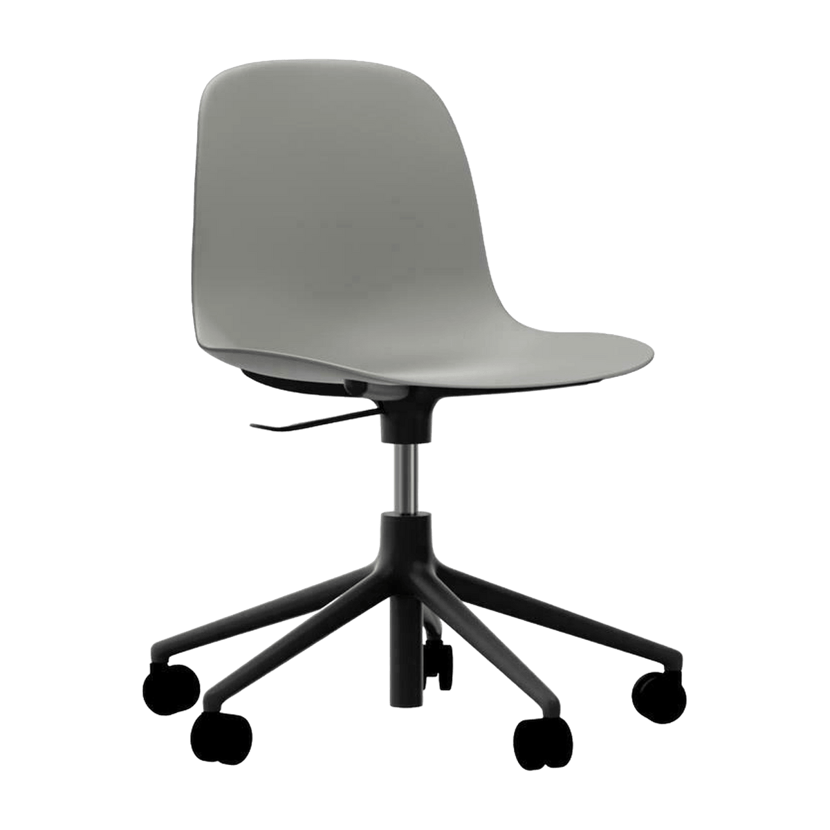 Chaise de bureau réglable à roulettes en pp grise et base noire Swivel 5W Grey - Normann Copenhagen - The Cool Republic