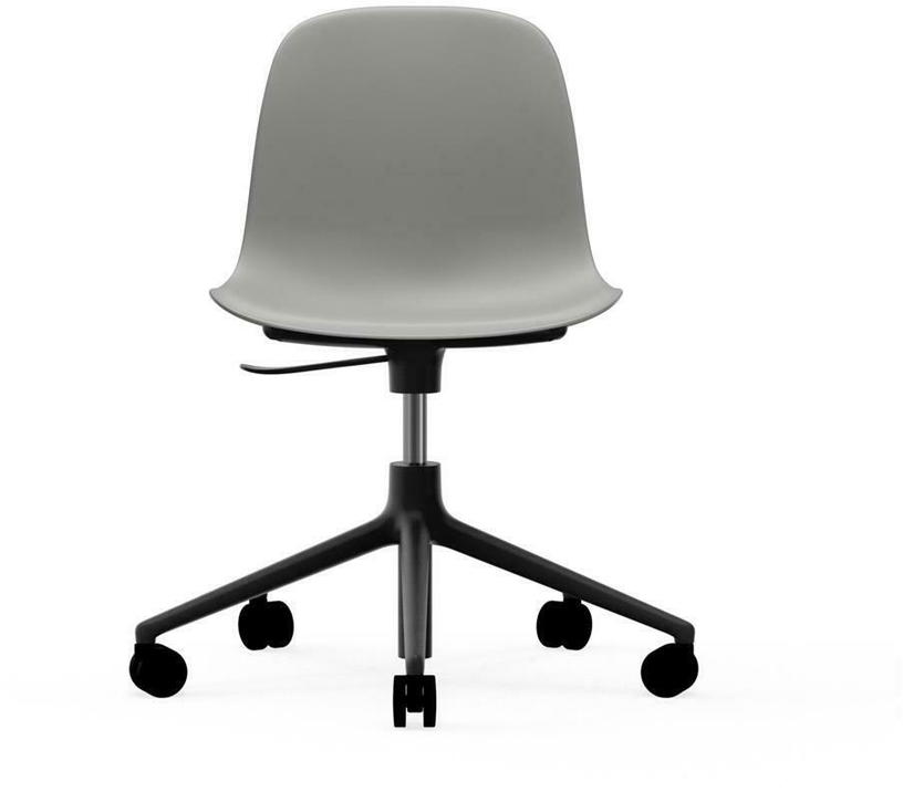 Chaise de bureau réglable à roulettes en pp grise et base noire Swivel 5W Grey - Normann Copenhagen - The Cool Republic