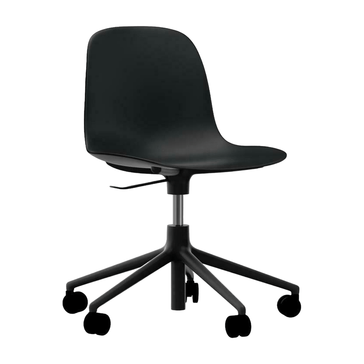 Chaise de bureau réglable à roulettes en pp noire et base noire Swivel 5W en noir - Normann Copenhagen - The Cool Republic
