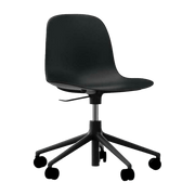 Chaise de bureau réglable à roulettes en pp noire et base noire Swivel 5W en noir - Normann Copenhagen - The Cool Republic