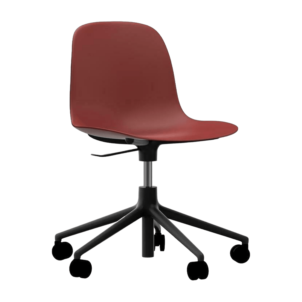 Chaise de bureau réglable à roulettes en pp rouge et noire Swivel 5W rouge - Normann Copenhagen - The Cool Republic