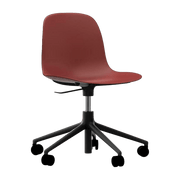 Chaise de bureau réglable à roulettes en pp rouge et noire Swivel 5W rouge - Normann Copenhagen - The Cool Republic