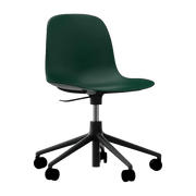 Chaise de bureau réglable à roulettes en pp verte et base noire Swivel 5W vert - Normann Copenhagen - The Cool Republic
