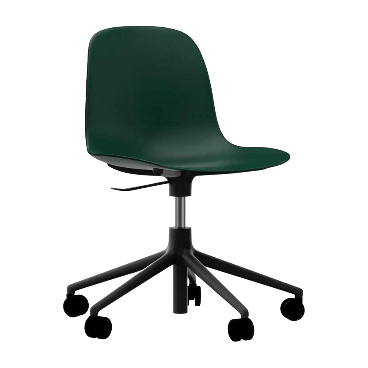 Chaise de bureau réglable à roulettes en pp verte et base noire Swivel 5W vert - Normann Copenhagen - The Cool Republic