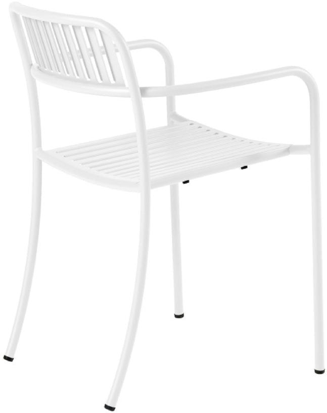 Chaise de jardin avec accoudoirs à lames en acier inoxydable blanc pur Patio - Tolix - The Cool Republic