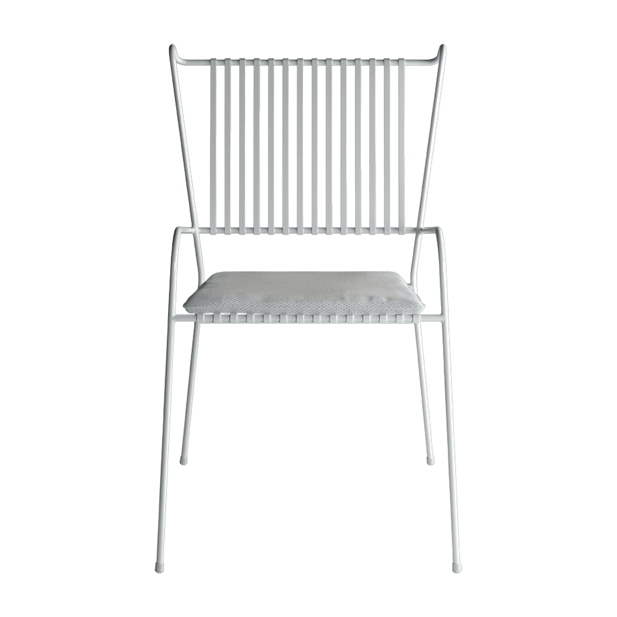 Chaise de jardin avec accoudoirs en acier blanc et coussin beige Capri - Cools Collection - The Cool Republic
