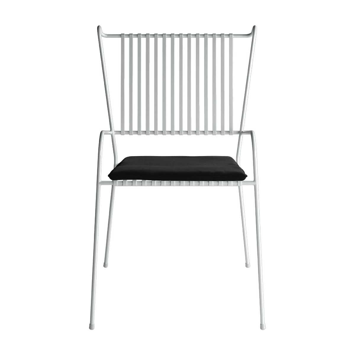 Chaise de jardin avec accoudoirs en acier blanc et coussin noir Capri - Cools Collection - The Cool Republic