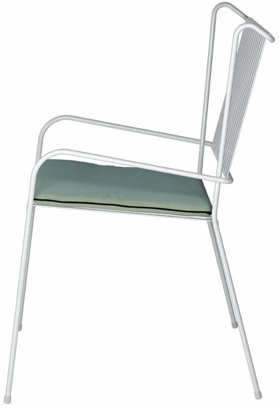 Chaise de jardin avec accoudoirs en acier blanc et coussin opale Capri - Cools Collection - The Cool Republic