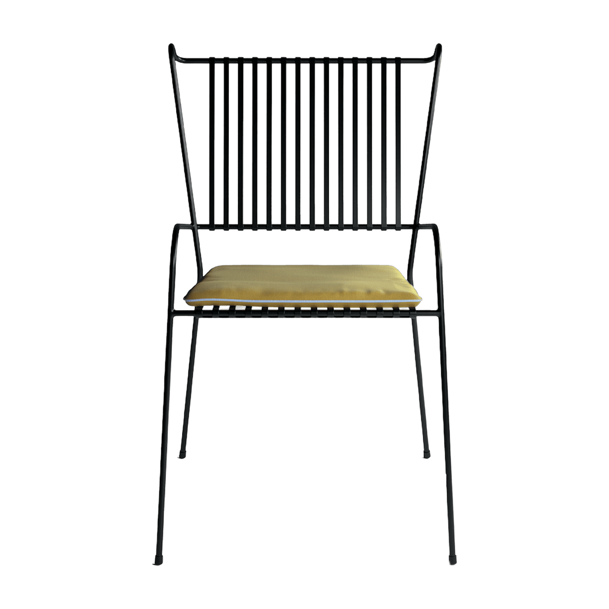 Chaise de jardin avec accoudoirs en acier noir et coussin jaune Capri - Cools Collection - The Cool Republic
