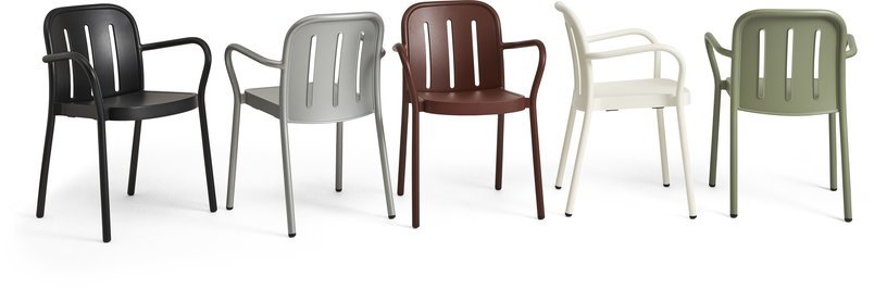 Chaise de jardin avec accoudoirs en métal vert Deville - HAY - The Cool Republic
