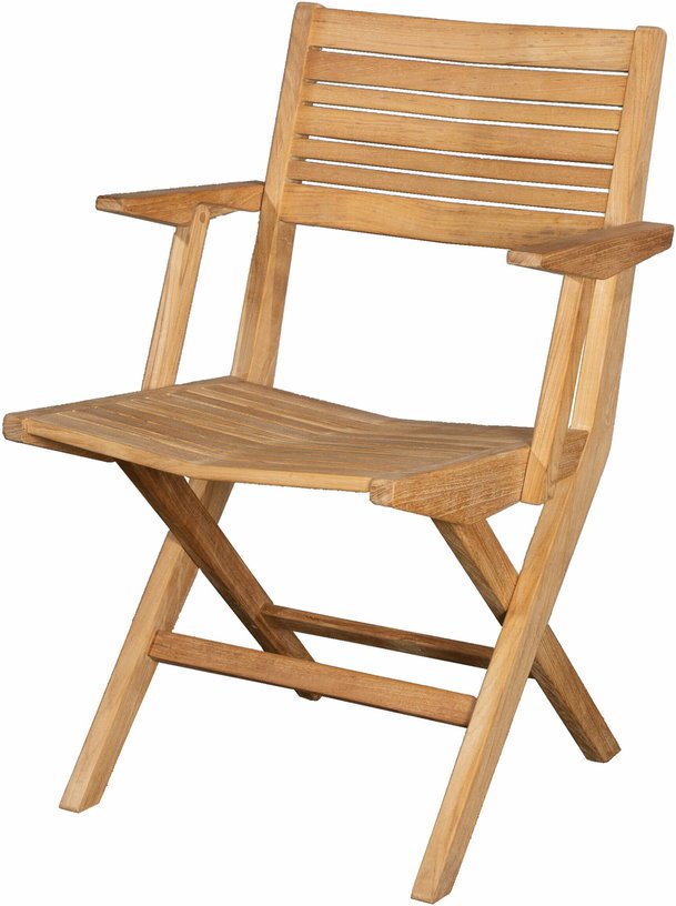Chaise de jardin avec accoudoirs pliable en teck Flip - Cane - Line - The Cool Republic