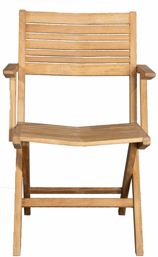 Chaise de jardin avec accoudoirs pliable en teck Flip - Cane - Line - The Cool Republic