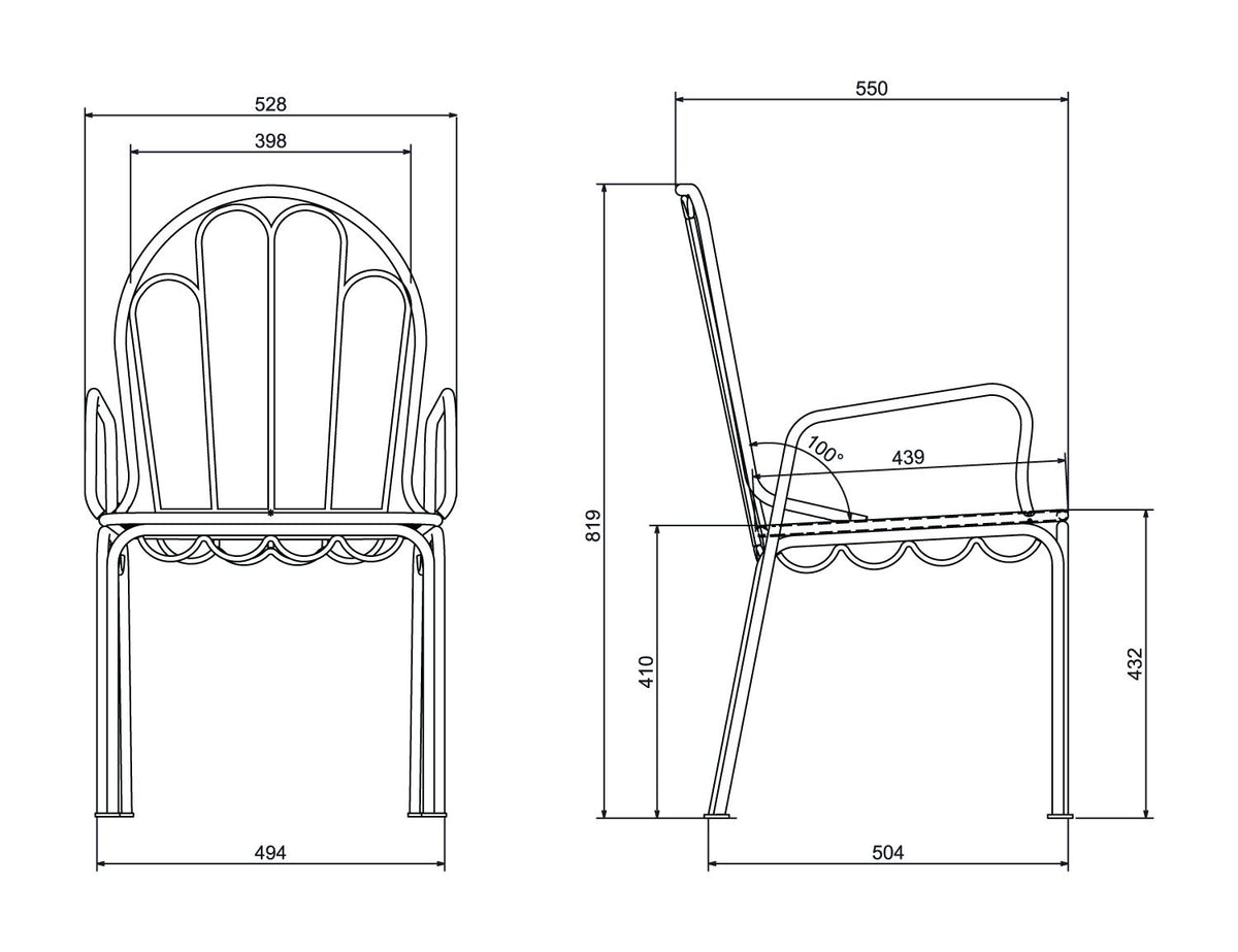 Chaise de jardin en métal blanc antique et coussin en tissu rayé bleu marine The Al Fresco - Business & Pleasure - The Cool Republic