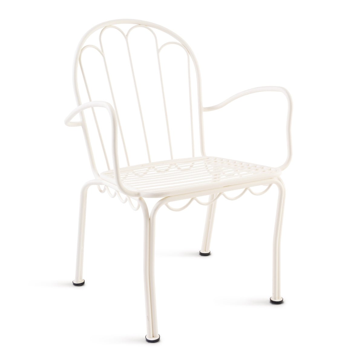 Chaise de jardin en métal blanc antique et coussin en tissu rayé bleu marine The Al Fresco - Business & Pleasure - The Cool Republic