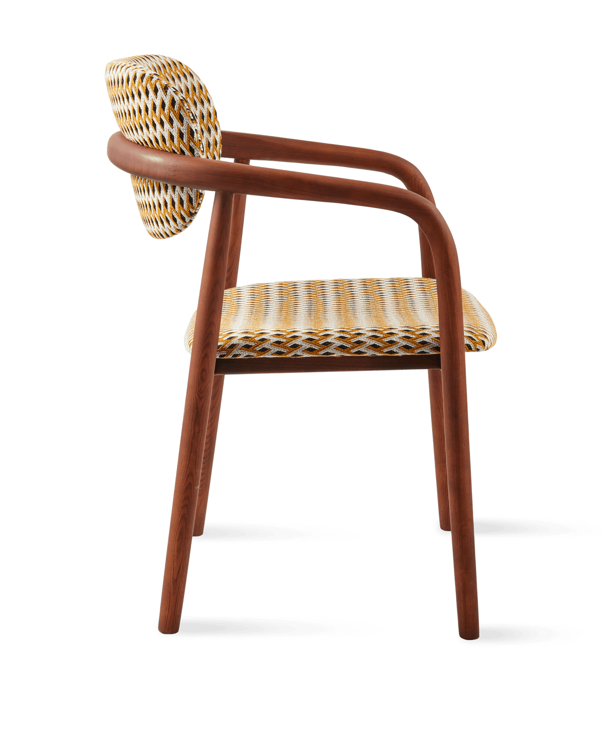 Chaise de salle à manger avec accoudoirs en tissu à motif jaune et bois de frêne Geo Henry - Pols Potten - The Cool Republic