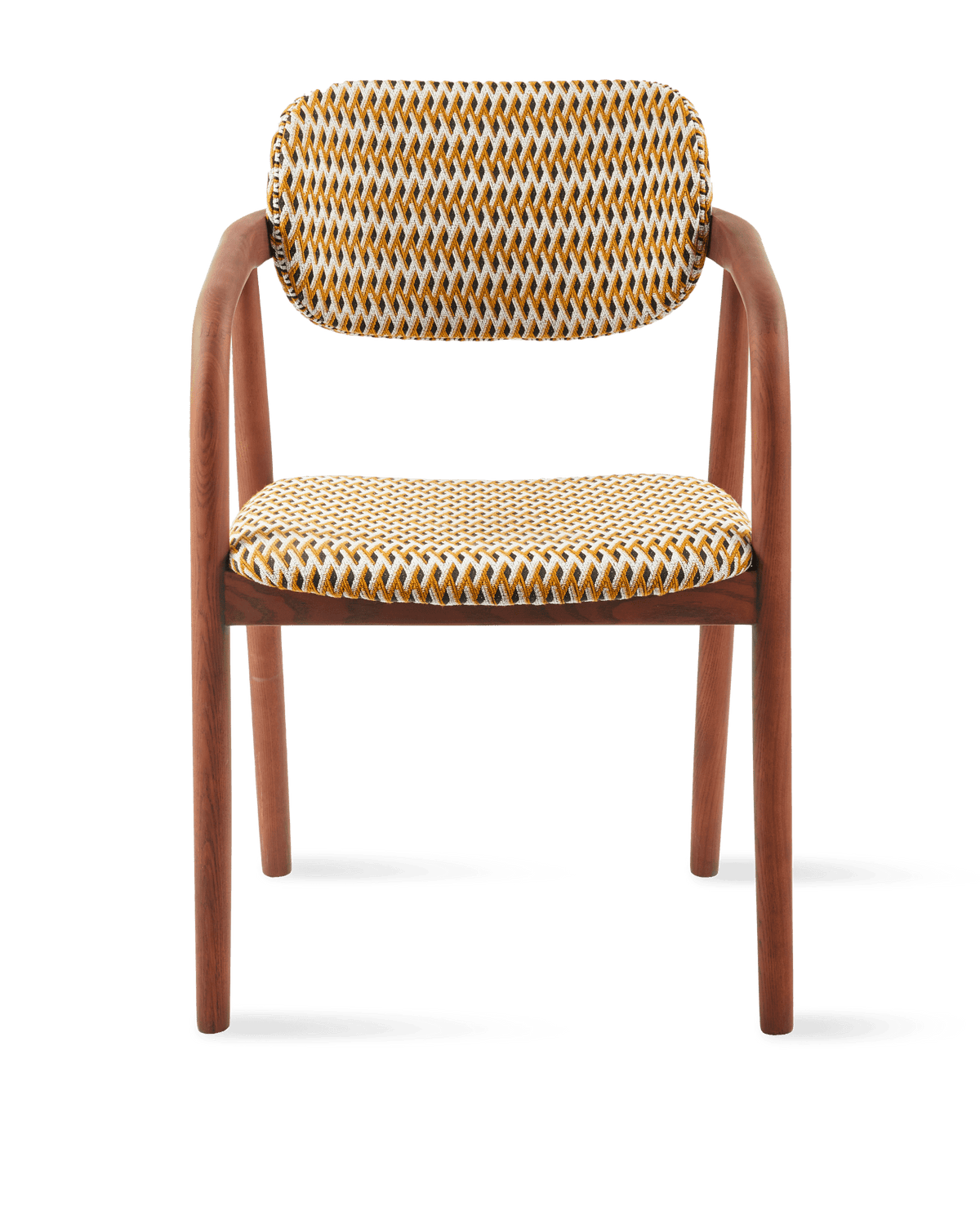Chaise de salle à manger avec accoudoirs en tissu à motif jaune et bois de frêne Geo Henry - Pols Potten - The Cool Republic