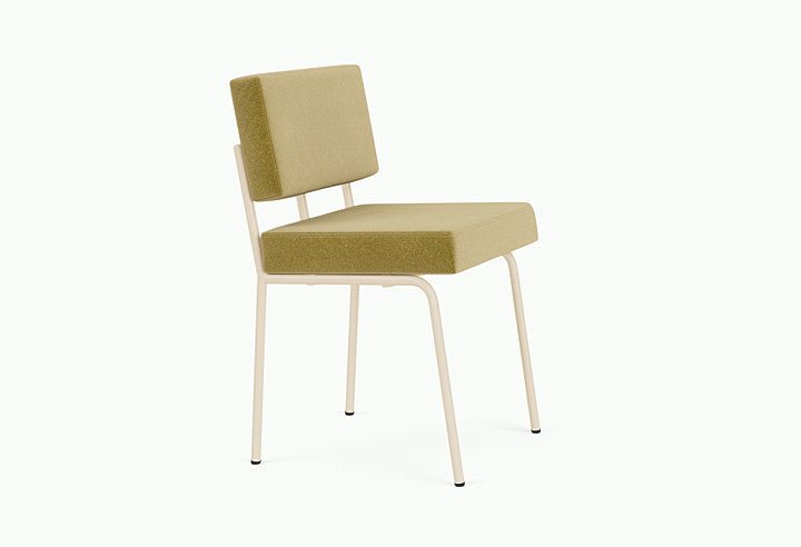 Chaise de salle à manger en acier beige et tissu vert pistache Monday - Fest Amsterdam - The Cool Republic