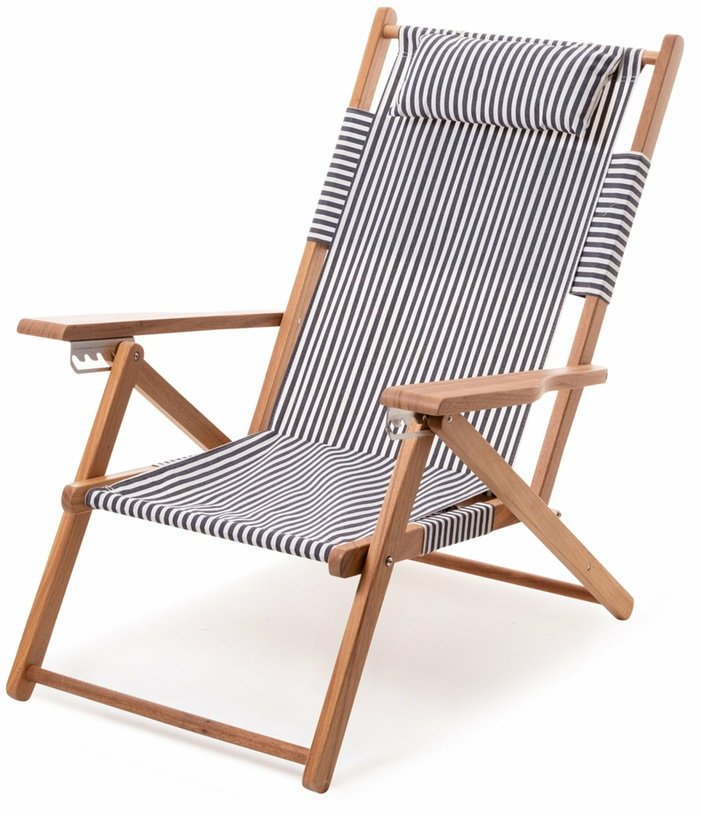 Chaise d'extérieur à rayures bleues et blanches Tommy - Business & Pleasure - The Cool Republic