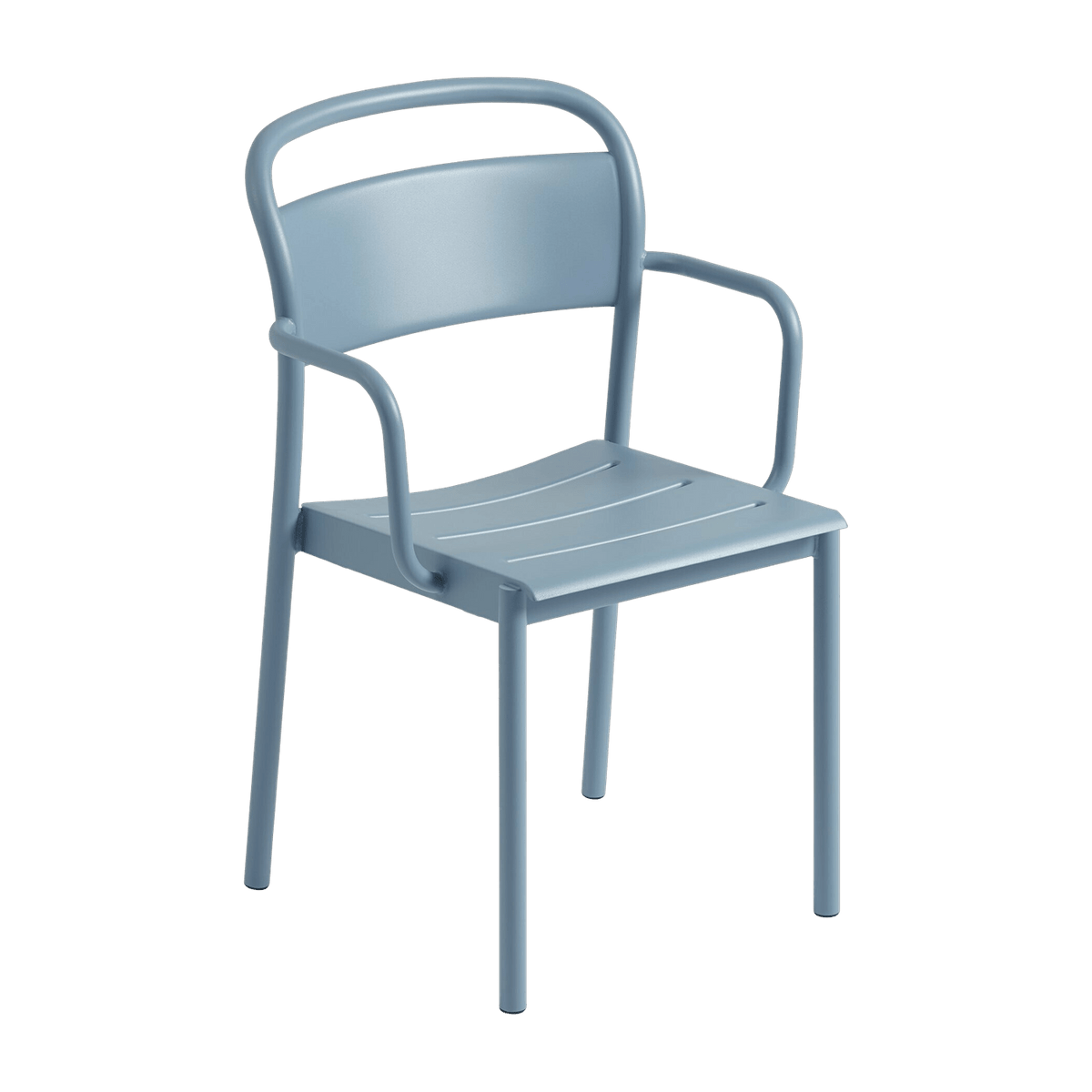 Chaise d'extérieur avec accoudoirs en acier bleu ciel Linear - Muuto - The Cool Republic