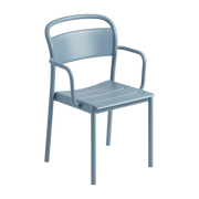 Chaise d'extérieur avec accoudoirs en acier bleu ciel Linear - Muuto - The Cool Republic