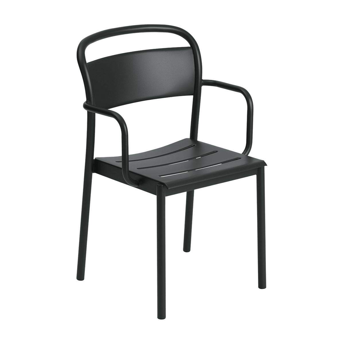 Chaise d'extérieur avec accoudoirs en acier noir Linear - Muuto - The Cool Republic